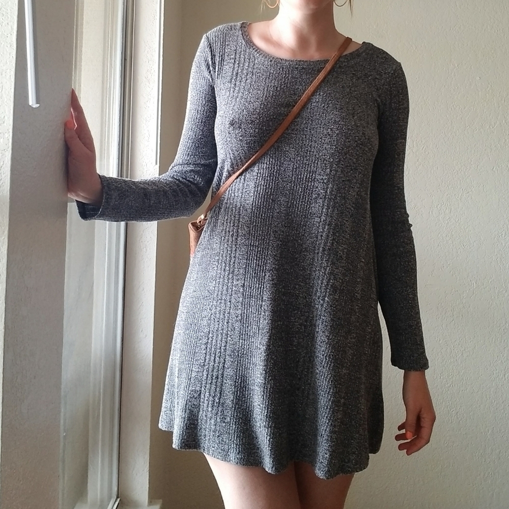 Heather gray long sleeve swing dress